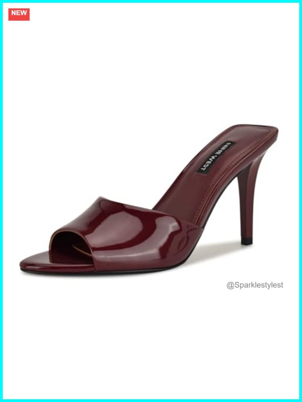 Nine West Hather3 Sandal Faux Leather Stiletto Heel Peep Toe Slip On
